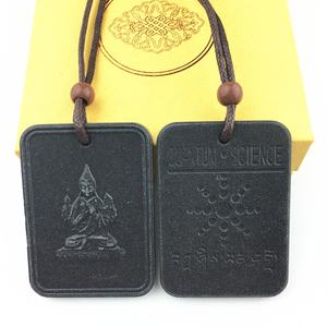 Colgante de Shungite redondo de energía con logotipo personalizado, accesorio de joyería de piedra Natural, colgantes <span class=keywords><strong>escalares</strong></span> Quantum Bio Nano lava - Product Image 1