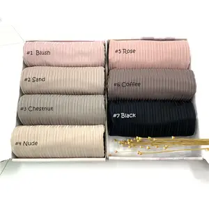 Pure Color Female Thread Elastic Breathable Jersey Bag Headscarf Pit Striped Scarf On Behalf Of Jersey Hijabs