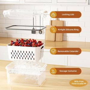 Fruit Food Storage <b>Containers</b> Fridge Removable Colanders Lids-Back School Borosilicate Glass <b>Clear</b> Multifunction Freshness - Product Image 3