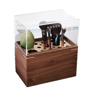 Solid Wood <b>Makeup</b> Brush Storage <b>Box</b> With Lid 3-6L Dustproof Organizer For Brushes Eyebrow Pencils Eyeliners Eyeshadow Tubes - Product Image 2