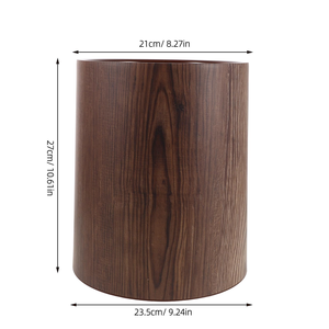 Wholesale Office Recycling <b>Bin</b> Cylindrical Wooden Pattern Trash Can Plastic Lid Kitchen Bathroom Living Waste Storage - Product Image 2