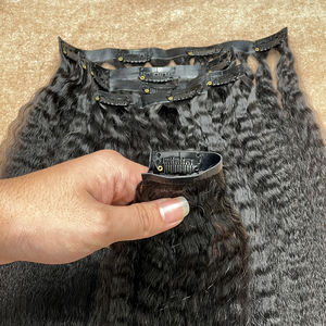 Yaki Kinky 直发夹式接发件 100% 人发 天然无缝 厚实丰盈 柔软 可重复使用 易于安装 - Product Image 4