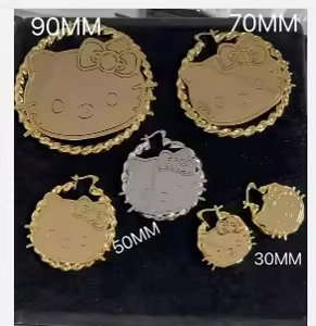 Dropshipping Stainless Steel Trendy Stud <b>Earrings</b> with 18K Gold Plating Cartoon Character <b>Piercing</b> & Personalized Name for Women - Product Image 6