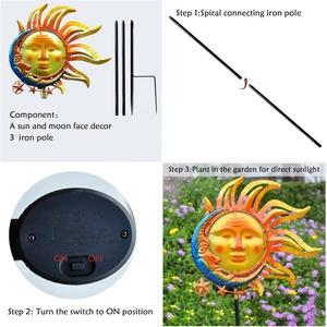 Ngoài trời vườn năng lượng mặt trời LED kim loại không thấm nước mặt trời mặt trăng trang trí cổ Phần đèn - Product Image 4