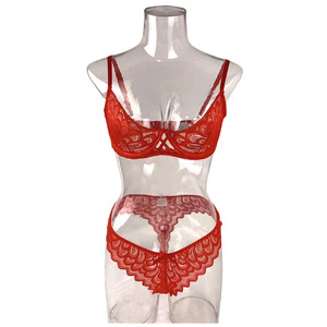Conjunto de Lencería Sensual WX122 para Mujer, 2 Piezas, Microbra de Encaje y Bragas con Escote Profundo en V, Ropa Interior Femenina - Product Image 4
