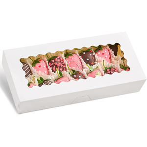 Boîtes à biscuits <span class=keywords><strong>en</strong></span> carton blanc avec fenêtre boulangerie auto-popup traiter chocolat couvert bombes de cacao chaud chocolat fraise boîte - Product Image 1