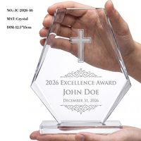 Trophée en cristal transparent personnalisé, nouveau design, grande surface de gravure, base en cristal transparent, récompense pour les réalisations professionnelles et l'excellence