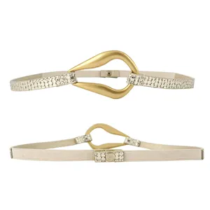 PU belt strap for ladies dresses decoration special big buckle metal belt