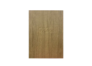 Porta Menús de Cuero con Diseño de Madera, Tamaño A4, Personalizado, con Encuadernación de Tornillos, para Restaurantes - Product Image 6