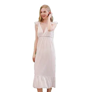 夏の新しいセクシーなサスペンダースカート女性の無地の薄い長いネグリジェプラスサイズの女性のドレス