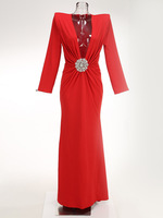 Robes de soirée pour invitées de mariage, noires, longueur thé, pour femmes, sexy, col en V profond, manches longues, taille empire, formelles, infroissables
