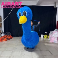 Vêtements d'autruche bleus gonflables de mascotte de marche de rue d'activité sur mesure, costume d'autruche gonflable avec le matériel de peluche