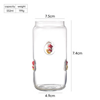 Gobelet en verre transparent, fabrication directe d'usine, réutilisable, pour boissons, verre à eau, motif en relief 3D personnalisé pour les fêtes de Noël