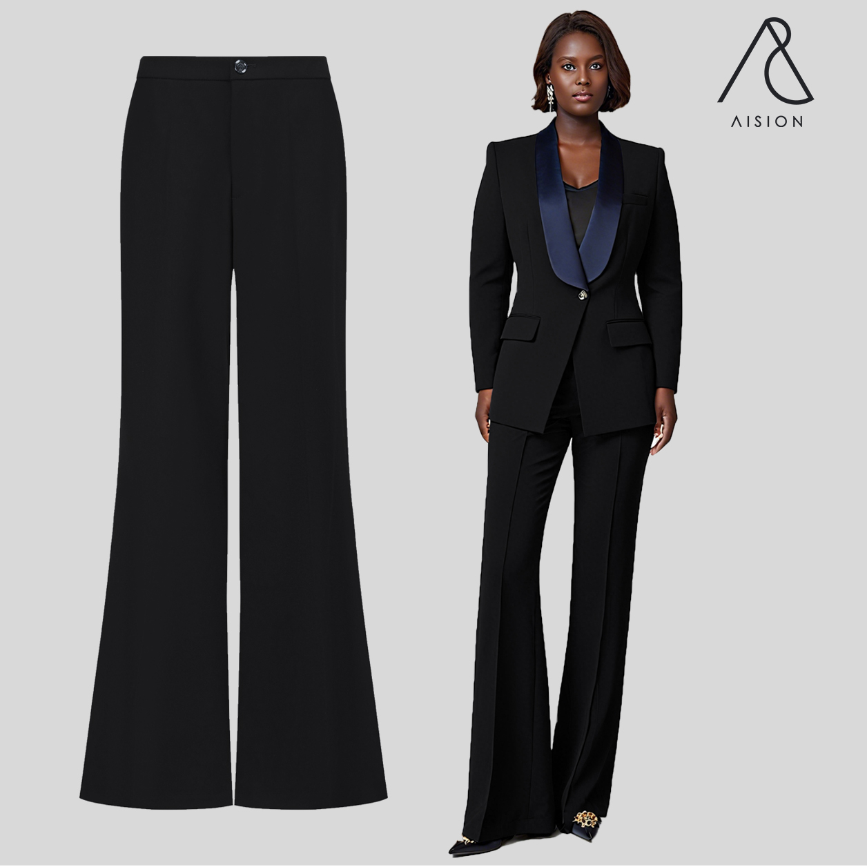 Modern Office Wear for Women Breathable Winter Flare Full-Length Regular Fit Pants Temperament Apparel Elegant Style Micro-bell
