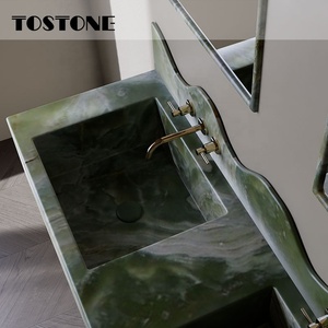 Lavabo Doble <span class=keywords><strong>de</strong></span> Pared <span class=keywords><strong>de</strong></span> Jade Verde Frío Natural Tostone, <span class=keywords><strong>Mueble</strong></span> <span class=keywords><strong>de</strong></span> <span class=keywords><strong>Baño</strong></span> <span class=keywords><strong>de</strong></span> Mármol <span class=keywords><strong>para</strong></span> Hoteles, Apartamentos y Villas <span class=keywords><strong>de</strong></span> Alta Gama, Decoración Interior <span class=keywords><strong>de</strong></span> Baños - Product Image 2