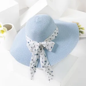 Sombrero mexicano personalizado de fabricación, sombrero de paja de ala grande de papel, sombrero de playa de ala ancha, gorra de paja de color liso de algas marinas de gran tamaño