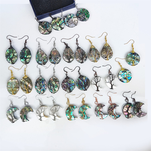 Usine Vente Directe Naturel Abalone Shell Géométrique Boucles D'oreilles Blanc Vadrouille Shell Lune Ovale Rond Pendentif Or Boucles D'oreilles Bijoux Femmes - Product Image 1