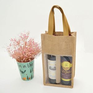 Bolsa de yute de botella individual personalizada, bolsa de yute de algodón duradero para vino o champán para ir de compras - Product Image 4