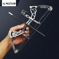 Ensemble d'arc à poulies miniature de tir à l'arc 12lbs, portée 20m, puissant, en acier inoxydable, pour divertissement intérieur/extérieur, en plastique