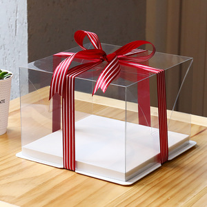 Boîte à gâteaux transparente complète deux en un 4 6 <span class=keywords><strong>8</strong></span> pouces impression d'estampage simple ou double couche pour la nourriture pour l'emballage de gâteau - Product Image 1