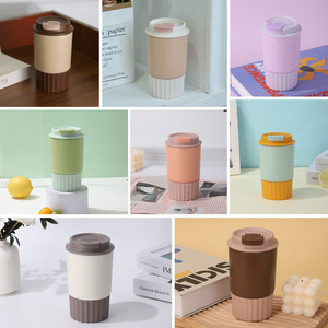 2026 Reusable Coffee <b>Cup</b> with Silicone Sleeve Wholesale Custom Logo Travel Mug Dual <b>Drink</b> Lid <b>Plastic</b> To Go <b>Cup</b> with Strap - Product Image 2