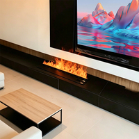 Meuble TV Minimaliste avec Cheminée à Brume Intégrée, Flamme LED Claire, Armoire Décorative Humidifiante pour la Maison