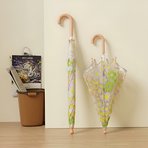 <span class=keywords><strong>Parapluie</strong></span> droit transparent à 8 baleines pour enfants, style frais et mignon, imprimé, idéal pour la rentrée scolaire sous la pluie - Product Image 2