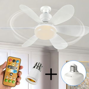 0728 Ultra Quiet Sleep Mode E27 Flower Fan <b>Light</b> Ceiling Bulb Socket for Baby Room <b>Nursery</b> Bedroom Gentle Air Cooling - Product Image 1