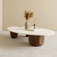 Table Basse Moderne pour Salon, Design Nordique en Bois avec Plateau en Verre Transparent