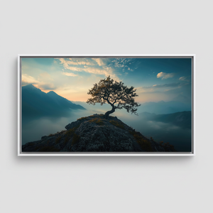 Printed Canvas Decor: Abstract Tree Glass <b>Wall</b> <b>Art</b> - Modern Housewarming Gift,WHITE <b>FRAMED</b> CANVAS - Product Image 2