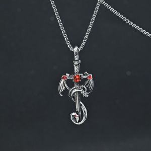 Fantasy Dragon Shaped <b>Sword</b> <b>Necklace</b> Multi-color Series Three-dimensional Dragon Winding <b>Sword</b> Inlaid with Gemstones Decoration - Product Image 3