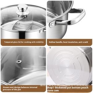 Yolecen Nhân Dân tệ Yang Guo 304 thép không gỉ công suất lớn cảm ứng nồi cổ điển sử dụng nhà lẩu lưu vực đồ nấu nướng đặc biệt nóng - Product Image 5