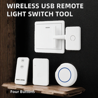 Alat Saklar Lampu Tahan Air Nirkabel, Penekan Tombol Otomatis, Saklar Kontrol Jarak Jauh Pintar USB Isi Ulang, Pengganti Saklar Manual