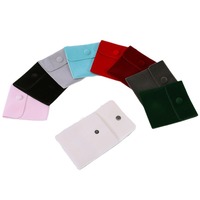 Pochette à bijoux en velours épais CYNYA avec bouton pression, logo personnalisé disponible, petite pochette en flanelle douce pour le rangement des bijoux, emballage cadeau