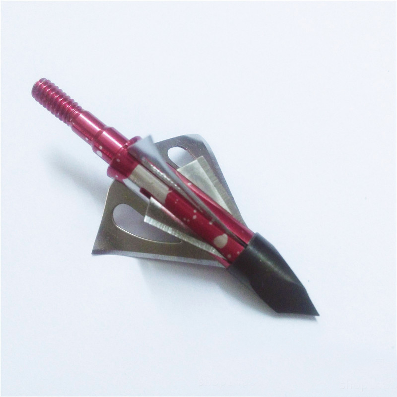 6 Pointes De Flèches Larges Rouges 100 Grains - Pour Arc à Poulies, Longbow, Arbalète