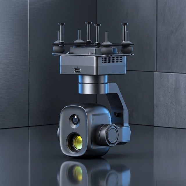 4K Mini Dual Sensor Gimbal Camera 640x512 Thermal AI Tracking 540 Yaw 3 Axis Stabilized for Drone Inspection