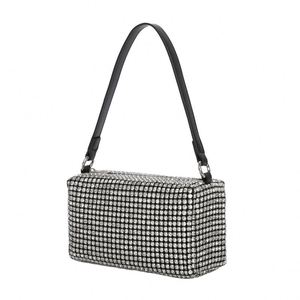Sac à main féminin de luxe avec fermoir à boucle, détails brillants en strass, bandoulière chaîne et finition en acrylique pour f - Product Image 1