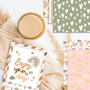 WW014 patrón Floral papel Groovy Boho Arco Iris álbum de recortes Tarjeta de papel para fiesta de cumpleaños hacer álbum de recortes - Product Image 3