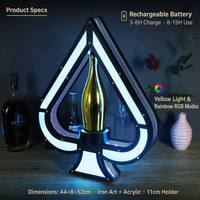 Support de bouteille LED en fer forgé en forme de pique, support à vin lumineux VIP, pour boîte de nuit, KTV, bar, rechargeable, RGB, accessoire de fête, LOGO personnalisé