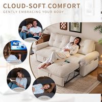 Sofa Bed Lipat 3-in-1 Berbahan Beludru dengan Sandaran yang Dapat Disesuaikan dan Port USB