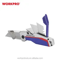 Workpro Folding Utility Knife Met Rvs Blade Opslag Intrekbare Met Drukknop