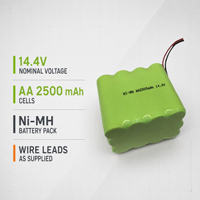 Paket Baterai Isi Ulang Ni-NH 14.4V AA 2500mAh untuk Lampu LED Darurat Elektronik Konsumen Sel NiMH Paket Isi Ulang