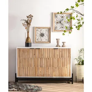 Armário de madeira para sala de estar, novo design moderno, estilo nórdico, madeira maciça natural e ferro
