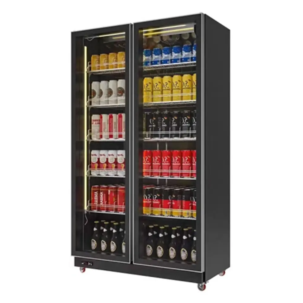 マルチカラー照明ライトビールディスプレイ冷蔵庫600Lコーティングされたスチールワインとドリンク冷蔵庫冷凍庫
