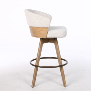 Hiện đại xoay truy cập Chiều cao barstools gỗ chân lưng Bentwood khung tay vịn bọc vải phòng ngủ ăn ngoài trời sống - Product Image 3