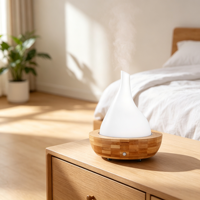 Diffuseur d'arômes ultrasonique à grain de bois 200 ml, 9 W, faible consommation, lumière LED 7 couleurs, humidificateur d'huiles essentielles pour chambre à coucher