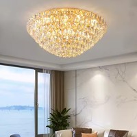 Nouvelle Suspension Luminaire Ronde de Luxe pour Salon, Lustre en Cristal avec Détecteur de Mouvement, Plafonnier LED Moderne Suspendu