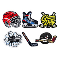 Écussons brodés personnalisés de hockey sur glace, badges de mascotte d'équipe sportive en gros pour vêtements et sacs, usine OEM ODM