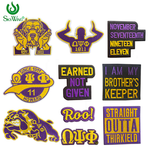 Parches Termoadhesivos de la Fraternidad Omega Psi Phi 1911, Parches Bordados con Letras Griegas en Morado y Dorado para Decoración de Chaquetas - Product Image 1