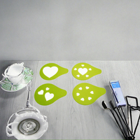 UJ-KT450 Ensemble de 4 pochoirs à café en plastique en forme de cœur, ensemble de pochoirs à cappuccino en plastique